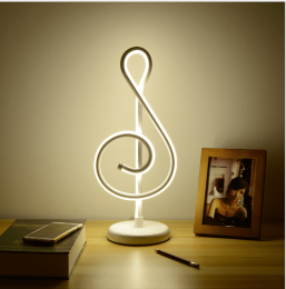 Modern Simple Music Symbol Bedroom Bedside Lamp Warm Romantic Household Creative Personality Eye-care Desk LED - White stepless dimming 21w