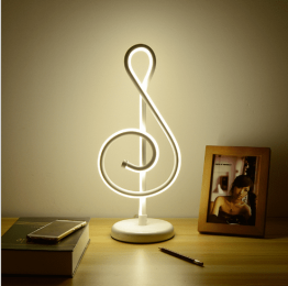 Modern Simple Music Symbol Bedroom Bedside Lamp Warm Romantic Household Creative Personality Eye-care Desk LED - White yellow light 21w