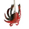 DunaWest Reclaimed Metal Crab Design Wall Decor with Rope, Rustic Red - Default