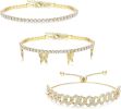 3PCS Butterfly Anklet Bracelet for Women Summer Beach Cute Foot Jewelry Cuban Link Rhinestone Crystal Tennis Anklets Set Adjustable - default