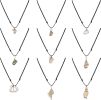 9Pcs Leather Layered Sea Shell Pendant Necklace for Women Boho Hawaiian Handmade Leather Shell Necklace Adjustable - default