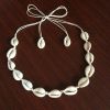 Free local delivery fashionHandmade Summer Beach Shell Conch White Velvet Rope Choker Necklace Adjustable Conch Shell Necklace Jewelry - white