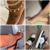 3PCS Butterfly Anklet Bracelet for Women Summer Beach Cute Foot Jewelry Cuban Link Rhinestone Crystal Tennis Anklets Set Adjustable - default