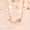 Gift CZ Fish Bones 925 Sterling Silver Necklace - Silver