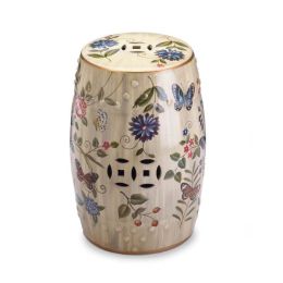 Accent Plus Butterfly Garden Ceramic Stool